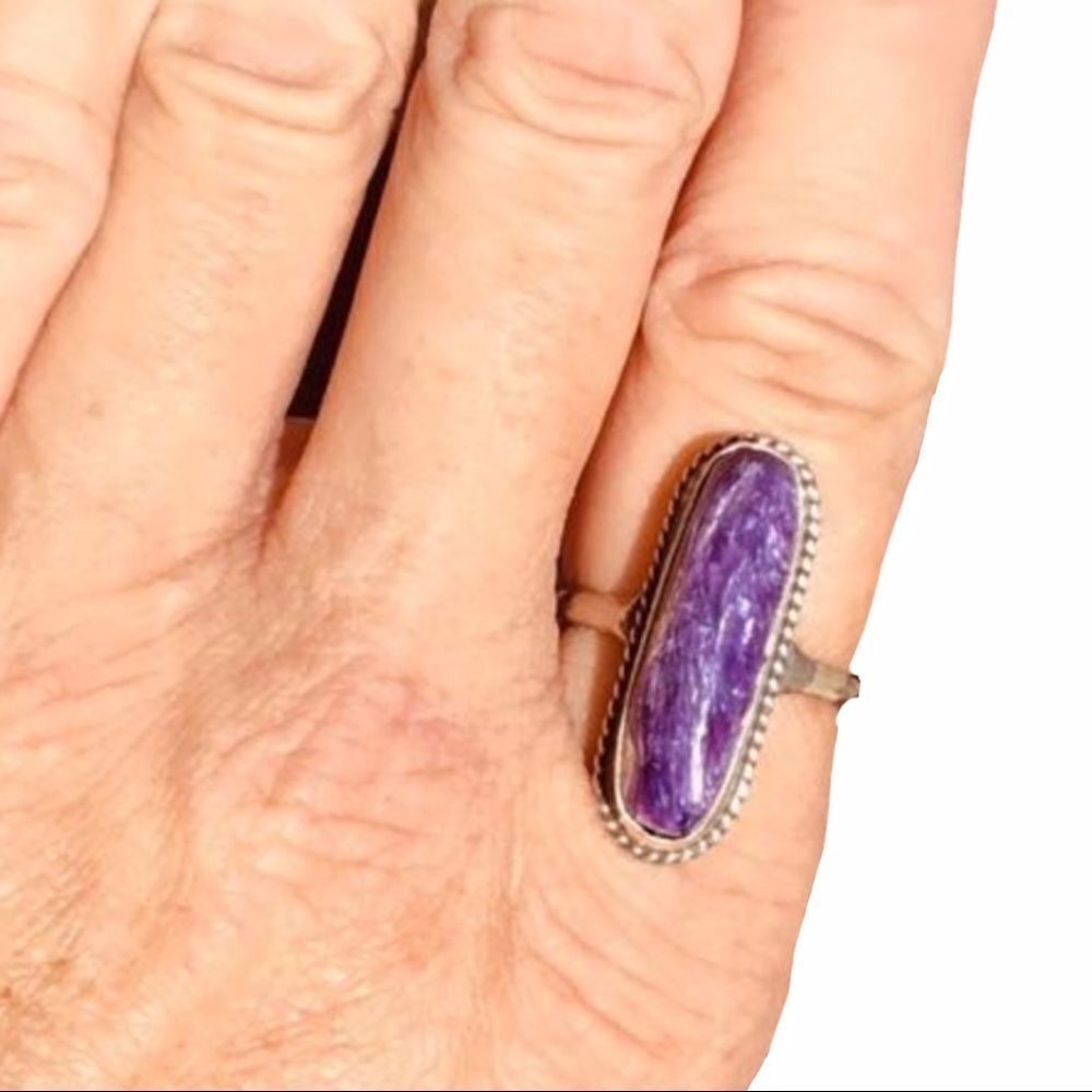 Natural Purple Chariote Gemstone Sterling Silver Custom Ring NEW